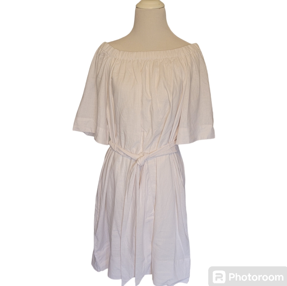 NWT! Banana Republic Women's Linen Blend White Belted Dress - M